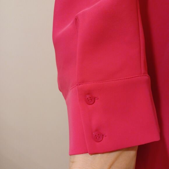 ST. JOHN Draped Dolman Sleeve Blouse Size M Pink Lagenlook Relaxed Fit Collared - Picture 6 of 9